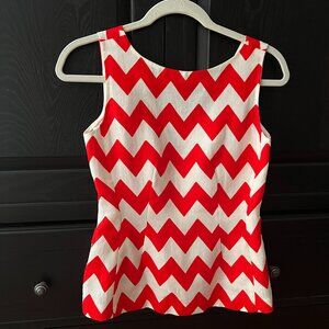 Kate Spade Chevron Linen Peplum Top size 2
